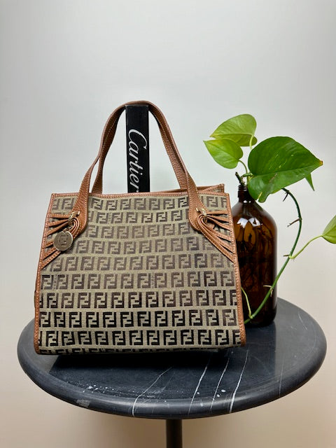 Fendi Zucchino Brown Tote