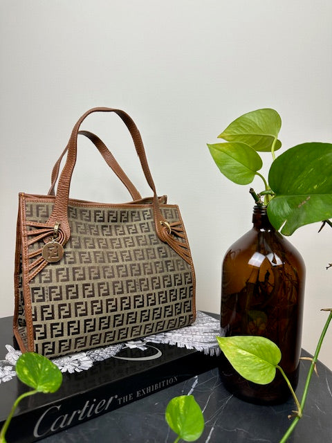 Fendi Zucchino Brown Tote