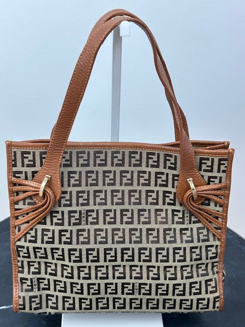 Fendi Zucchino Brown Tote