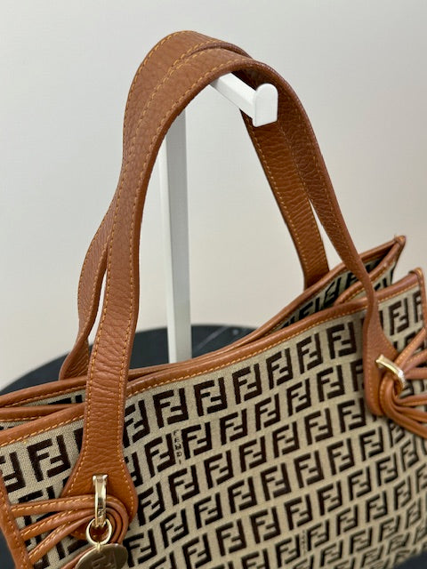 Fendi Zucchino Brown Tote