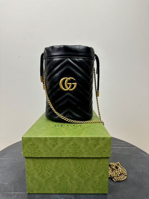 Gucci Marmont Leather Mini Bucket Bag