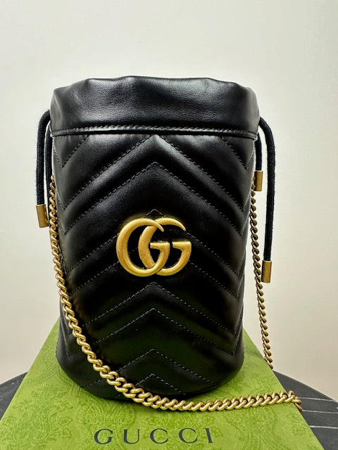 Gucci Marmont Leather Mini Bucket Bag